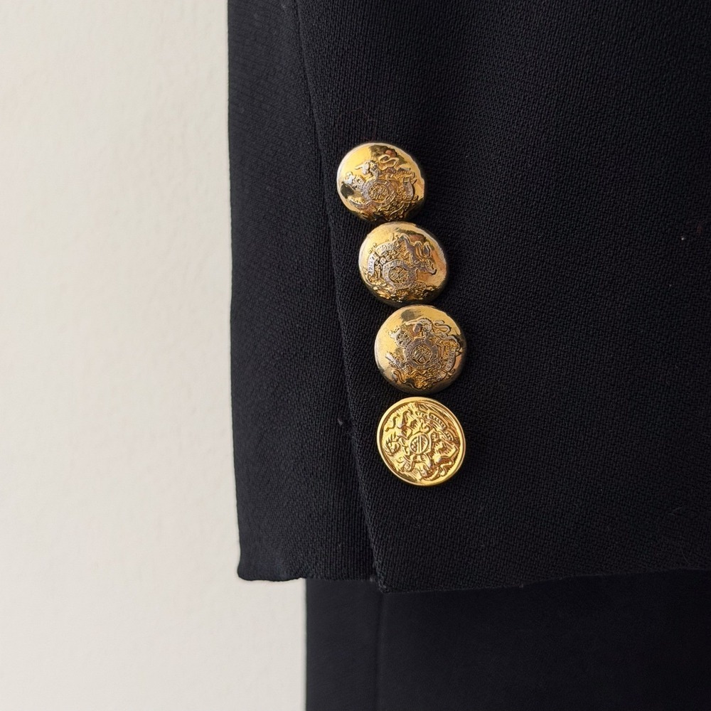 Lauren Ralph Lauren Navy Blue Tailored Blazer Crest Wool Size 10 Double Breasted - Picture 14 of 16